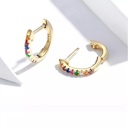 Gold-Plated Multi-colored  925 Silver Crystals Huggie Earrings