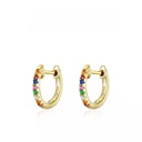 Gold-Plated Multi-colored  925 Silver Crystals Huggie Earrings