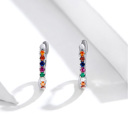 Silver Plated Multi-colored  925 Silver Crystals Huggie Earrings