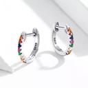 Silver Plated Multi-colored  925 Silver Crystals Huggie Earrings