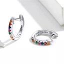 Silver Plated Multi-colored  925 Silver Crystals Huggie Earrings