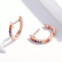 Rose Gold Multi-colored  925 Silver Crystals Huggie Earrings