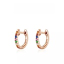 Rose Gold Multi-colored  925 Silver Crystals Huggie Earrings