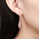 Rose Plated 18K Gold Plated Filigree Teardrop Leverback Drop Dangle Earrings