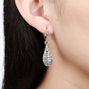 Silver Plated 18K Gold Plated Filigree Teardrop Leverback Drop Dangle Earrings