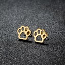 Gold-Plated Stainless Steel Paw Print Fashion Stud Earrings - Multiple Options