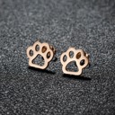 Rose Gold Stainless Steel Paw Print Fashion Stud Earrings - Multiple Options