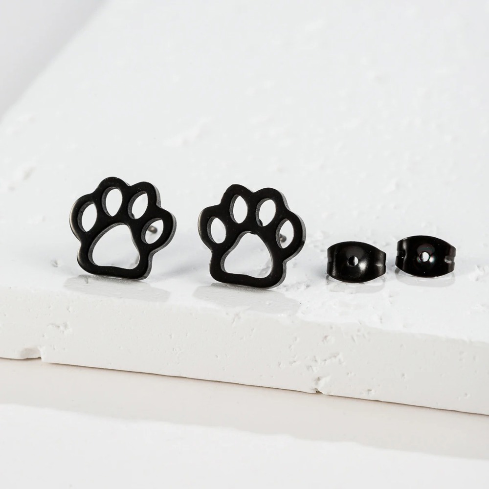 Stainless Steel Paw Print Fashion Stud Earrings - Multiple Options