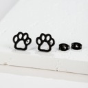 Black Stainless Steel Paw Print Fashion Stud Earrings - Multiple Options