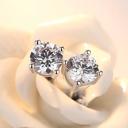 White 18k White Gold Plated Round Stud Earrings- Multiple Options