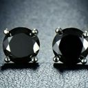 Black 18k White Gold Plated Round Stud Earrings- Multiple Options