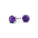 Purple 18k White Gold Plated Round Stud Earrings- Multiple Options