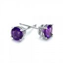 Purple 18k White Gold Plated Round Stud Earrings- Multiple Options