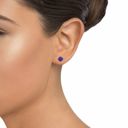 Purple 18k White Gold Plated Round Stud Earrings- Multiple Options