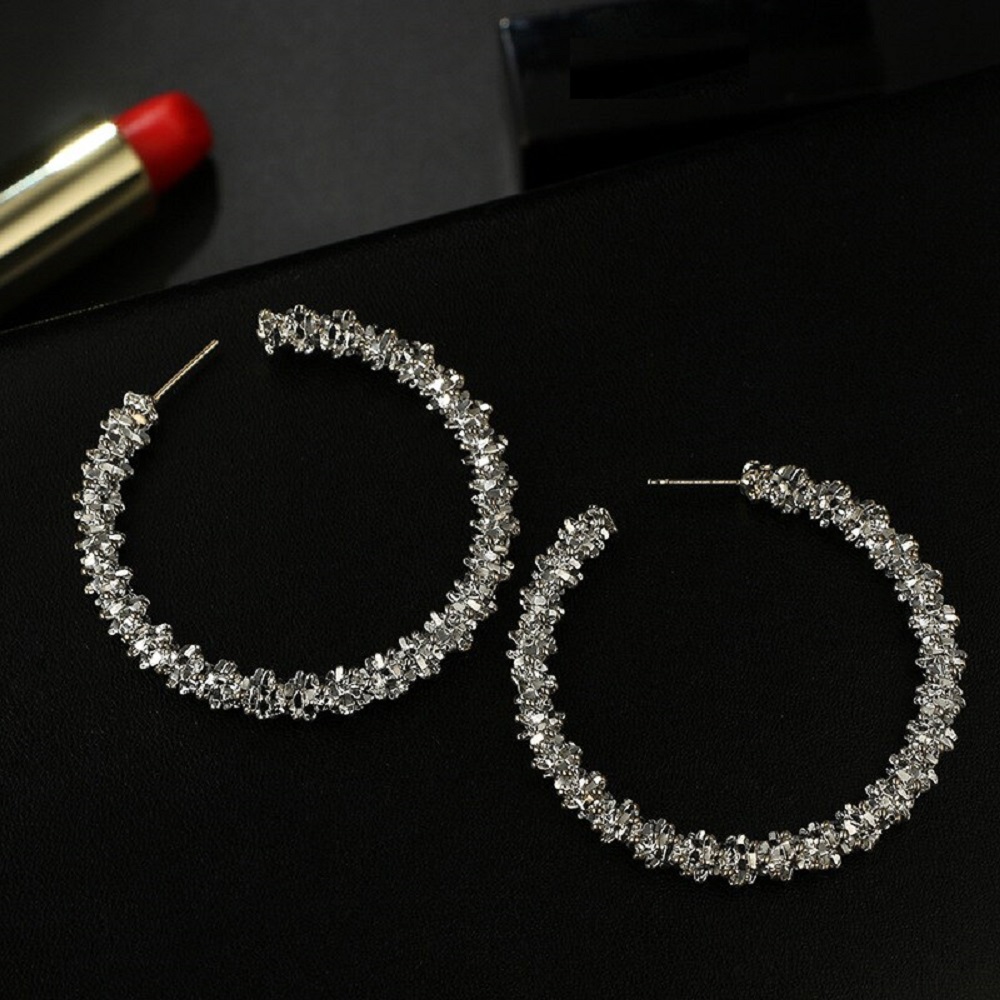 14k Gold/Silver Plated Textured  Hoop Earrings