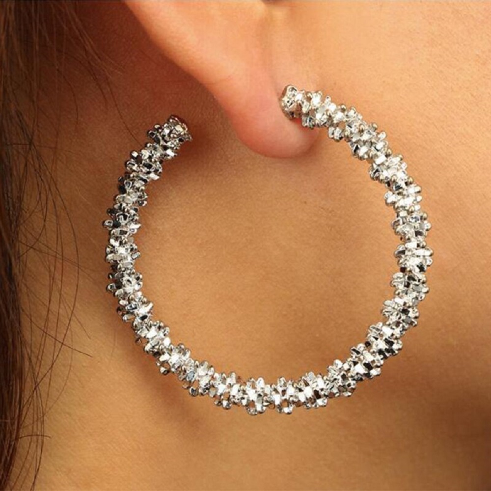 14k Gold/Silver Plated Textured  Hoop Earrings