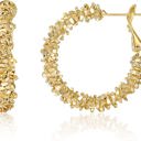 Gold-Plated 14k Gold/Silver Plated Textured  Hoop Earrings