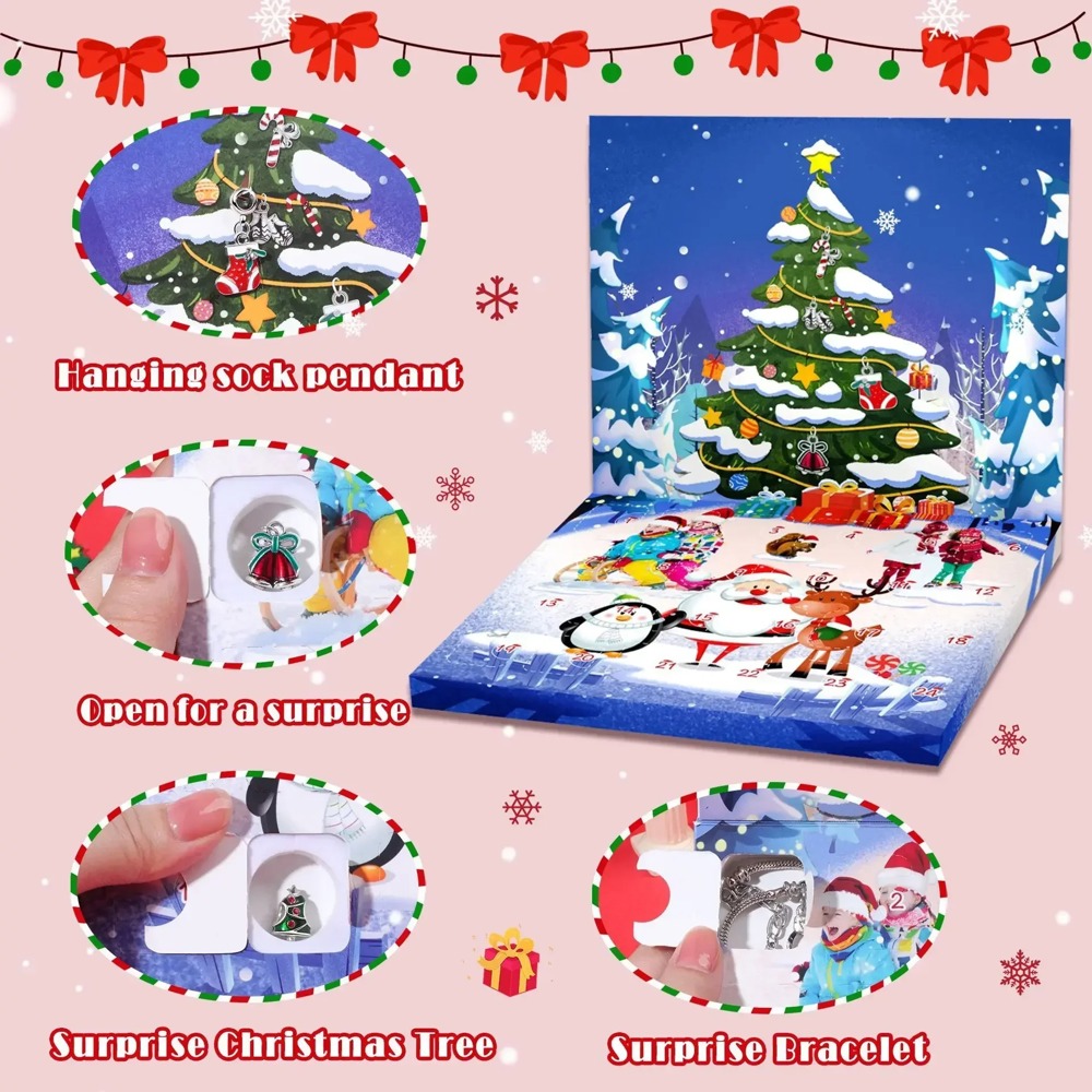 Christmas Advent Calendar 2 Bracelets Jewelry Making Gift Kit Set