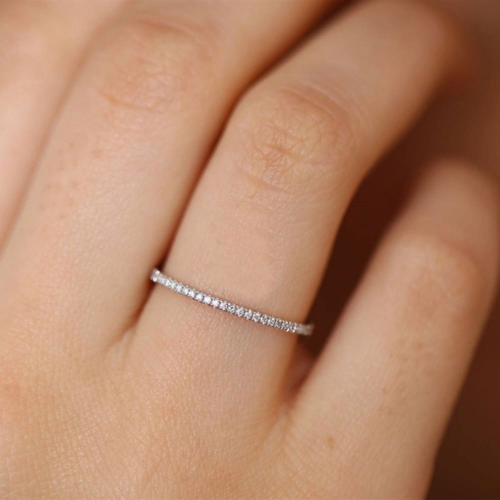 Micro Pave Eternity Crystal Band Ring