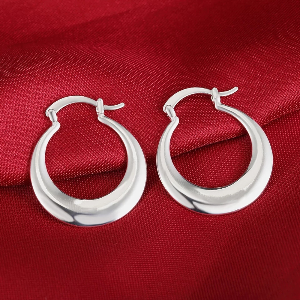 925 Sterling Silver Elegant Round Hoop Earrings