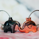 Rose Gold/Black Elephant Love Keychain Set