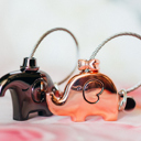 Rose Gold/Black Elephant Love Keychain Set