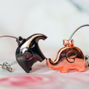 Rose Gold/Black Elephant Love Keychain Set