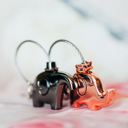 Rose Gold/Black Elephant Love Keychain Set