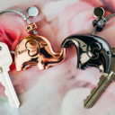 Rose Gold/Black Elephant Love Keychain Set