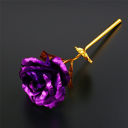 Purple 24k Gold Plated Foil Rose Flower Unique Gift