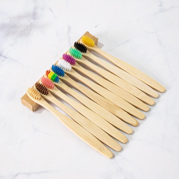 Pack of 10 Adults/Kids Natural Bamboo Wooden Toothbrushes