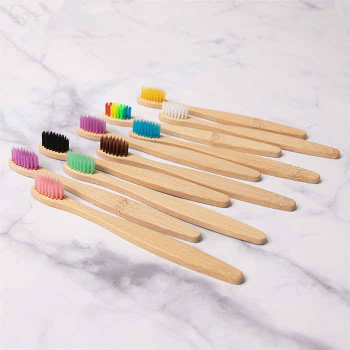 Pack of 10 Adults/Kids Natural Bamboo Wooden Toothbrushes