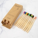 Adult Rainbow Set Pack of 10 Adults/Kids Natural Bamboo Wooden Toothbrushes