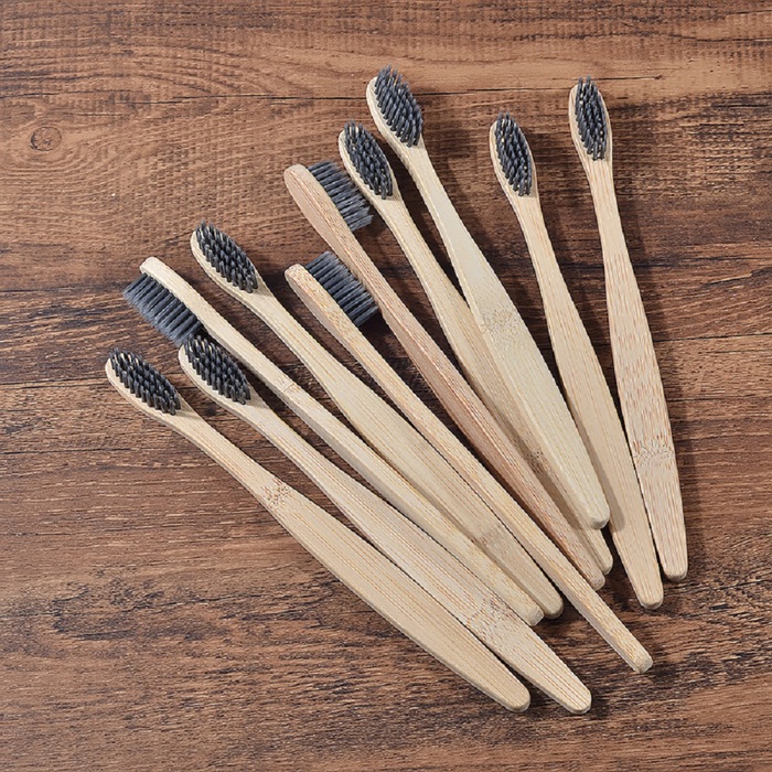 Pack of 10 Adults/Kids Natural Bamboo Wooden Toothbrushes