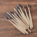 Adult Black Set Pack of 10 Adults/Kids Natural Bamboo Wooden Toothbrushes