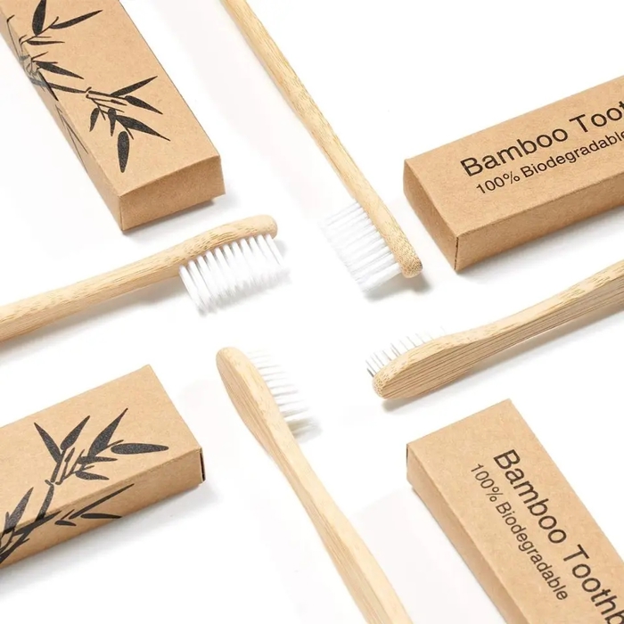 Pack of 10 Adults/Kids Natural Bamboo Wooden Toothbrushes