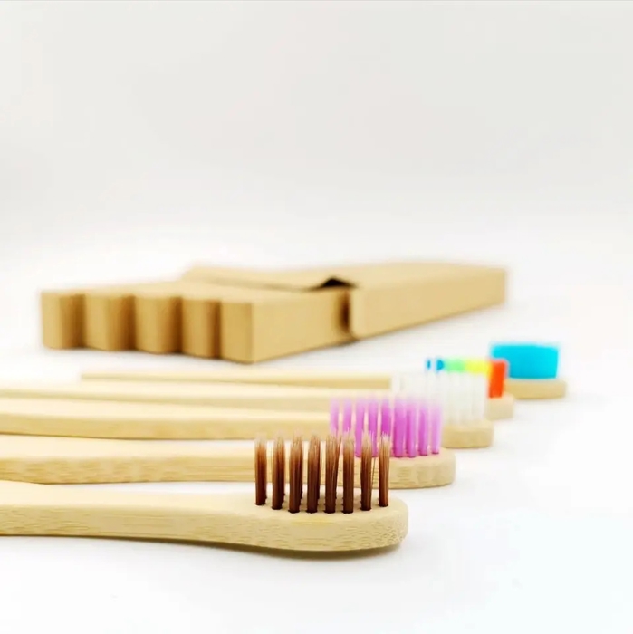 Pack of 10 Adults/Kids Natural Bamboo Wooden Toothbrushes