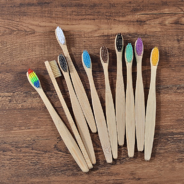 Pack of 10 Adults/Kids Natural Bamboo Wooden Toothbrushes