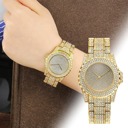 Gold-Plated Luxury Crystal Wrist Watch for Women, Diamond-Style Rhinestone Dial and Band, Quartz Movement, Available in Rose Gold, Gold, Silver