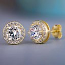 Round Yellow Gold April 18K White Gold Plated Stud Earrings Made With Swarovski