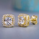 Square Yellow Gold April 18K White Gold Plated Stud Earrings Made With Swarovski