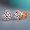 Round Rose Gold April 18K White Gold Plated Stud Earrings Made With Swarovski