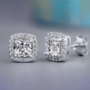 Square Silver Gold April 18K White Gold Plated Stud Earrings Made With Swarovski