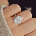  Pear Cut Simulated Diamond Crystals Sterling Silver Plated Ring