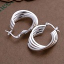   925 Sterling Silver Multi-Layered Round Shaped Hoop Earrings