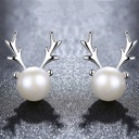  Pearl Christmas Elk Stud Earrings