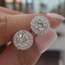  18K White Gold Plated Stud Earrings Made With Swarovski