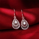  925 Sterling Silver Elegant Filigree Teardrop Drop Dangle Earrings