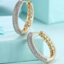  Classic Round18K Gold Plated Crystal Cubic Zirconia Pave Hoop Earrings 