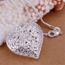  Heart and Flowers Sterling Silver Pendant Necklace